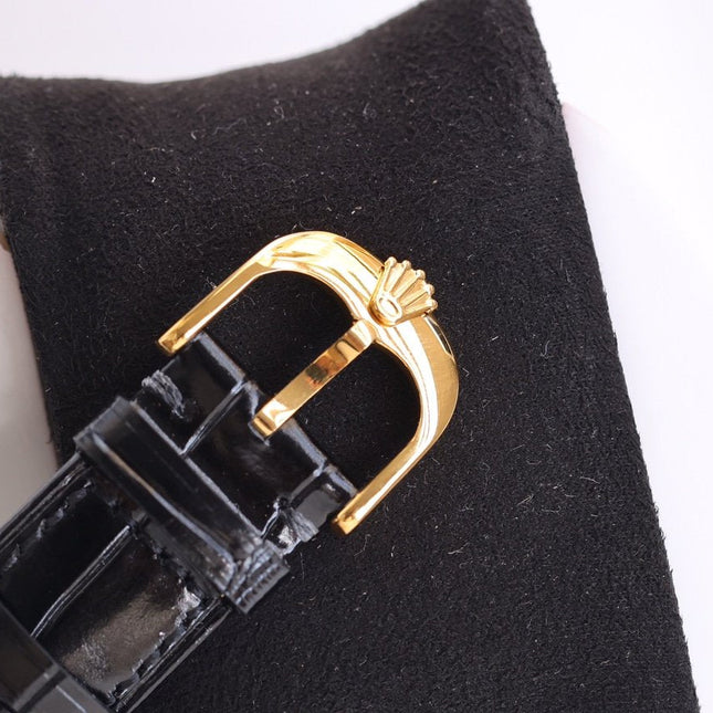 DATEJUST 40MM SMOOTH BEZEL GOLD CASE BLACK LEATHER