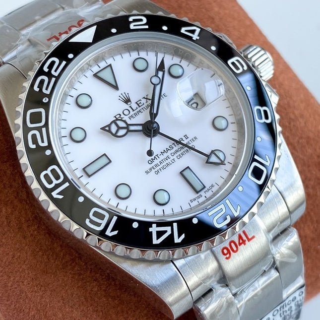 GMT-MASTER II CUSTOM CERAMIC BLACK BEZEL WHITE DIAL