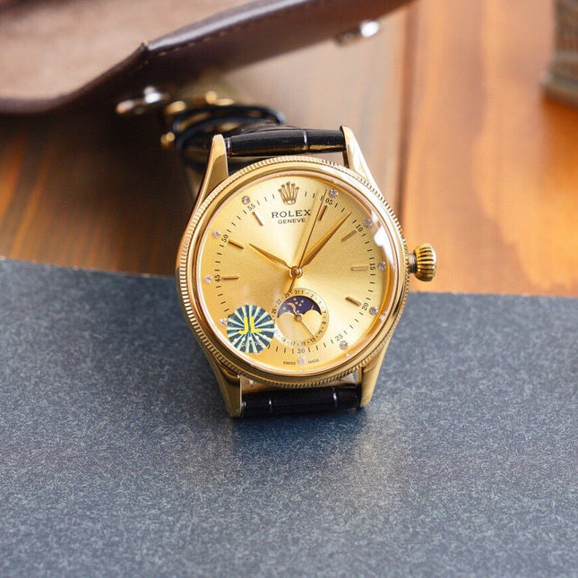 CELLINI 41 MOONPHASE GOLD CASE LEATHER