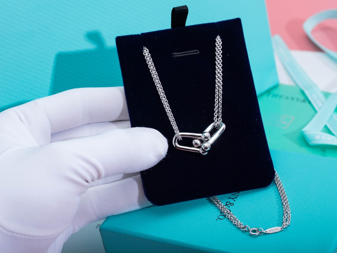 HARDWARE DOUBLE LINK PEDANT SILVER NECKLACE