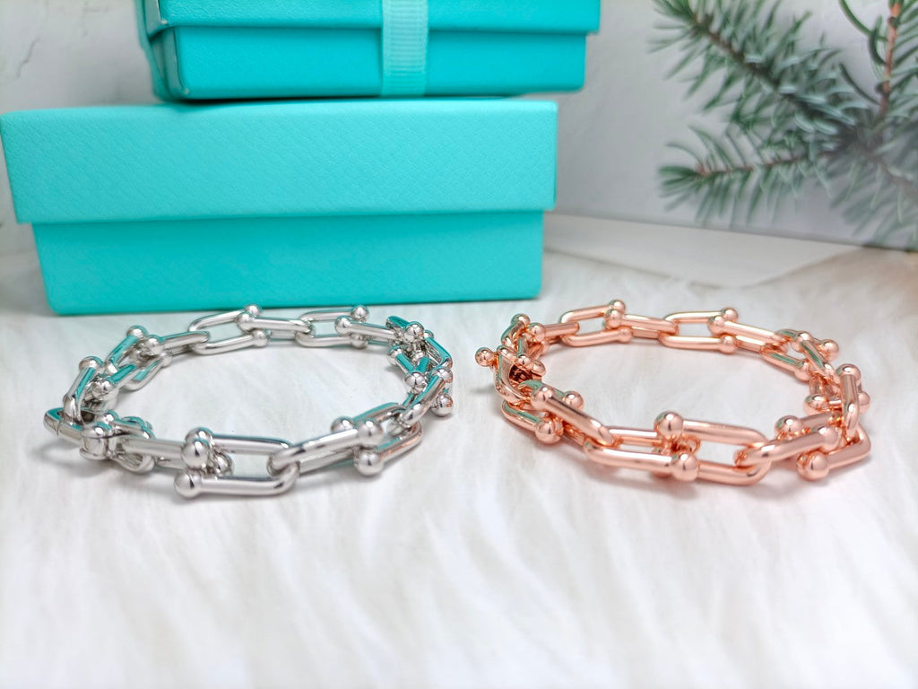 HARDWARE BRACELET PINK GOLD AND SILVER