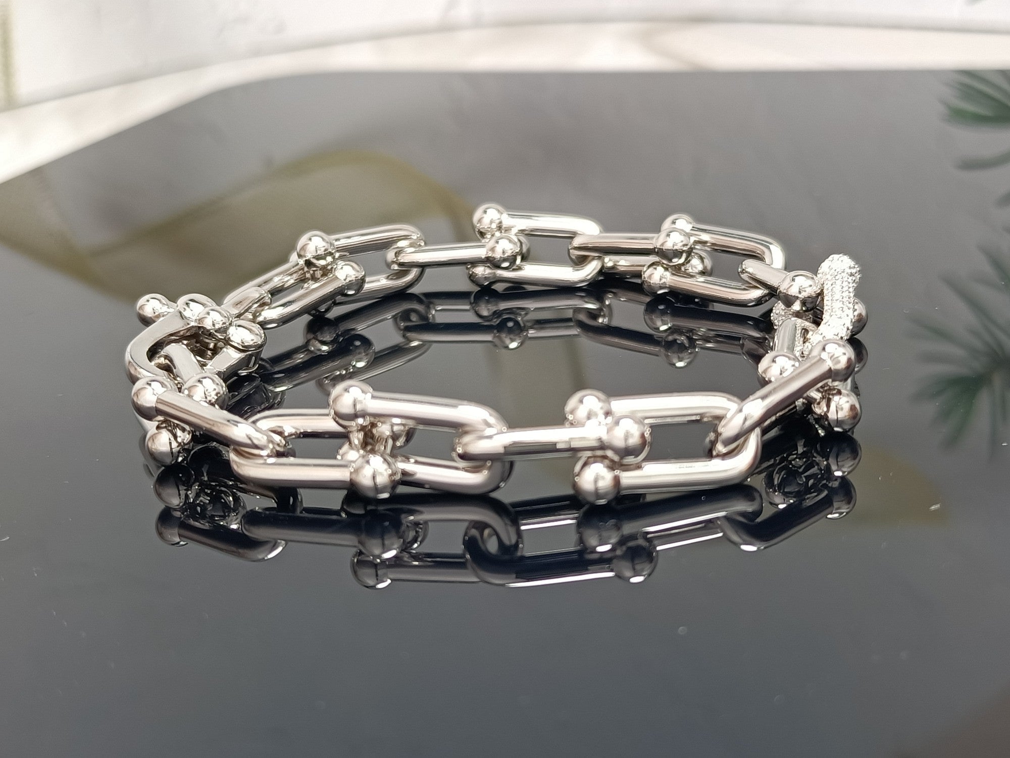 HARDWARE BRACELET PINK GOLD AND SILVER DIAMOND