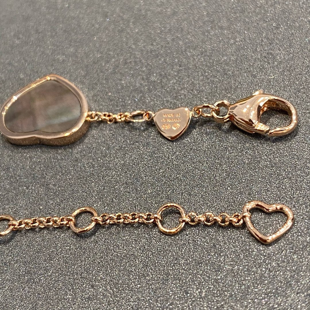 HAPPY HEART BLACK MOP PINK GOLD BRACELET