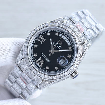 DAY-DATE 41 SILVER CUSTOM ALL DIAMOND