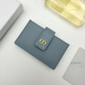 CARD HOLDER WALLET LADY GRAINED COWHIDE BLUE GRAY