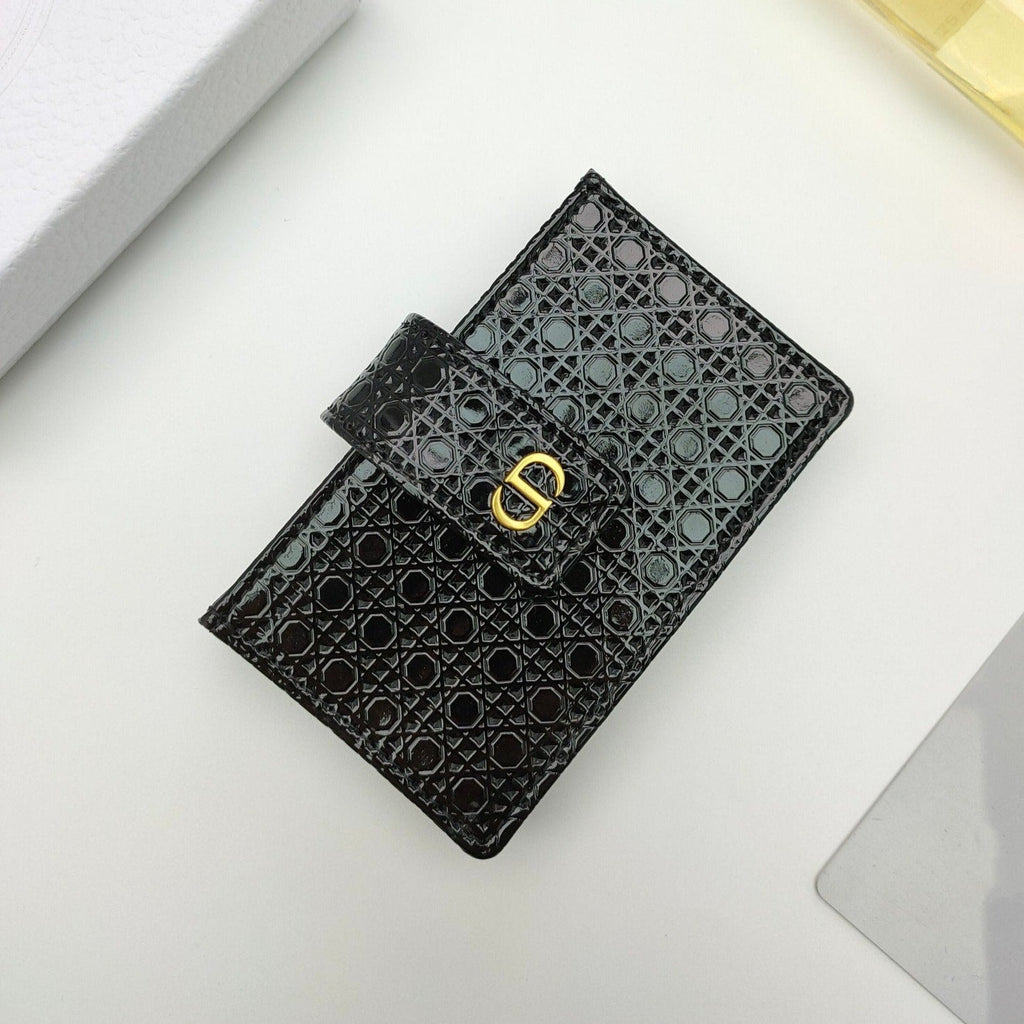 CARD HOLDER WALLET EMBOSSED COWHIDE BLACK