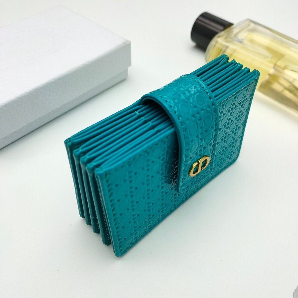 CARD HOLDER WALLET EMBOSSED COWHIDE DARK GREEN