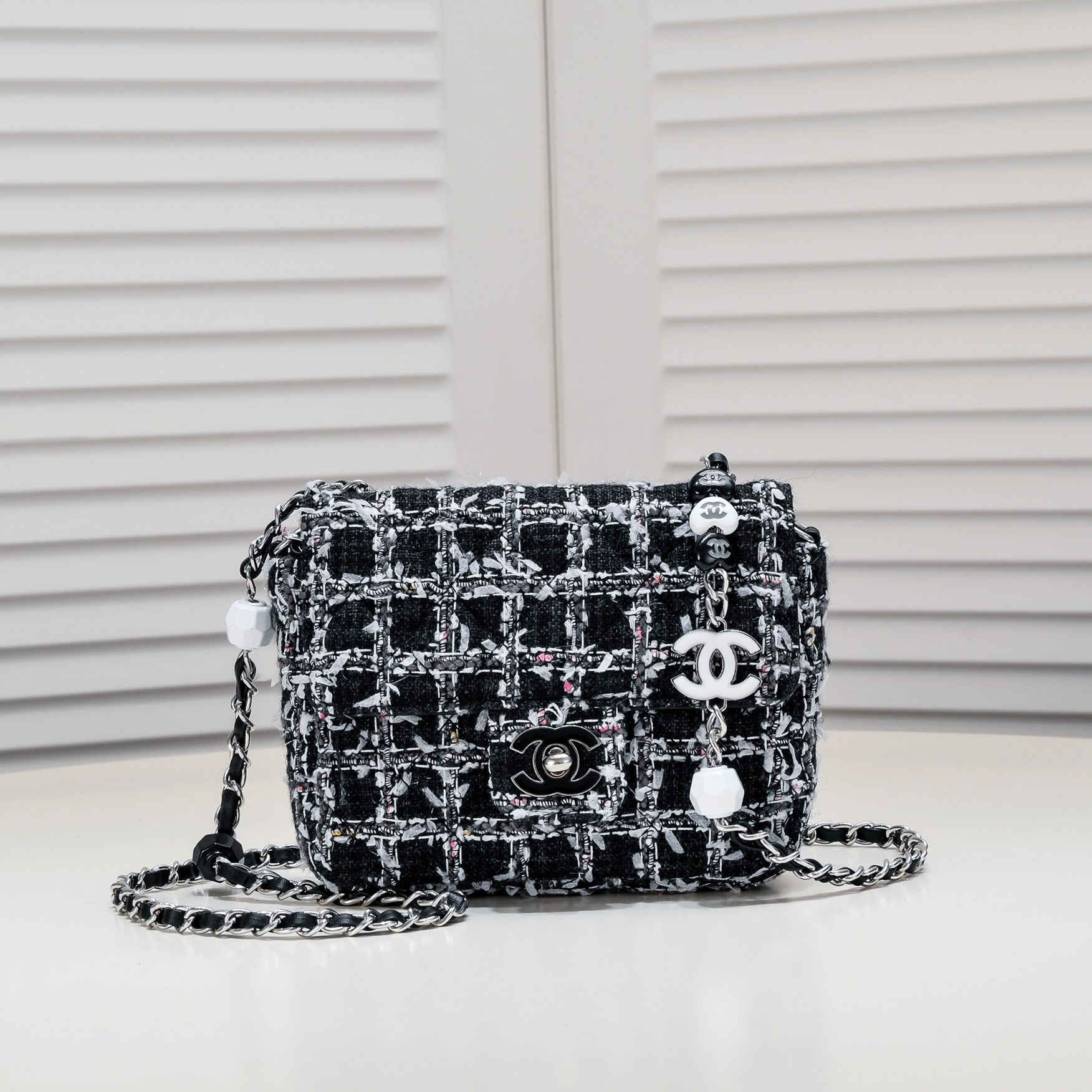 MINI FLAP BAG TWEED 8055 BLACK