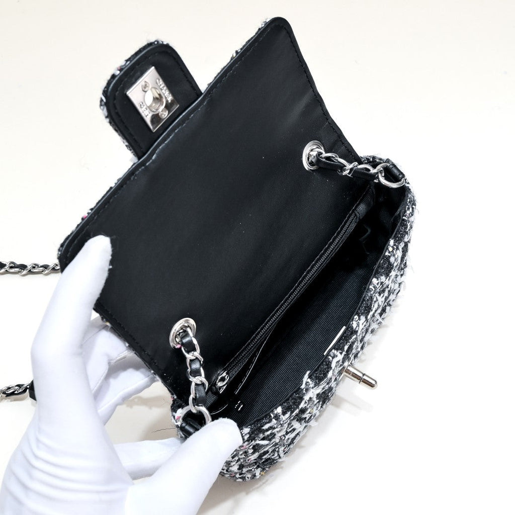 MINI FLAP BAG TWEED 8055 BLACK