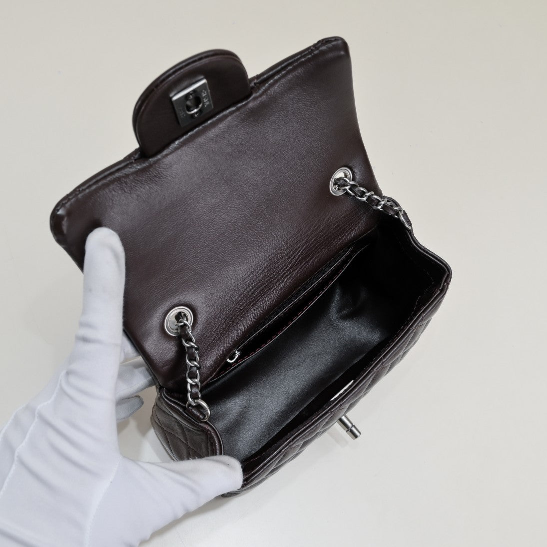 SMALL FLAP BAG 17CM 1786 BROWN SILVER