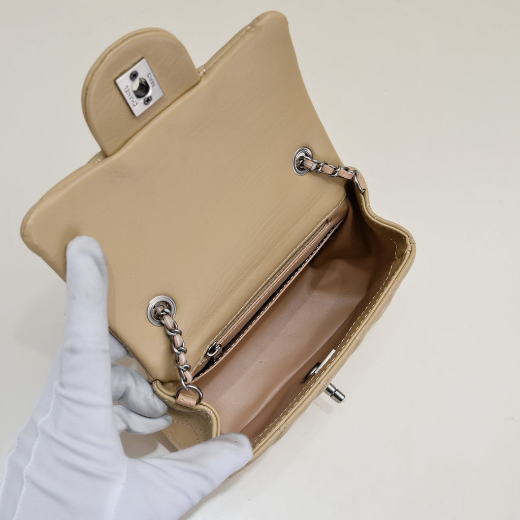 SMALL FLAP BAG 17CM 1786 PALE BROWN SILVER