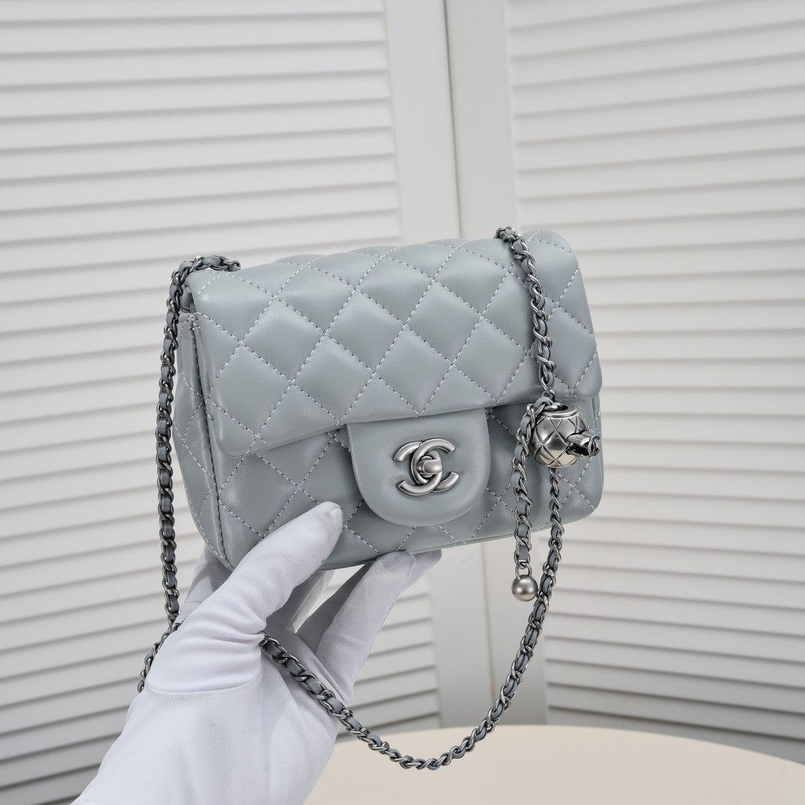 SMALL FLAP BAG 17CM 1786 GREY SILVER
