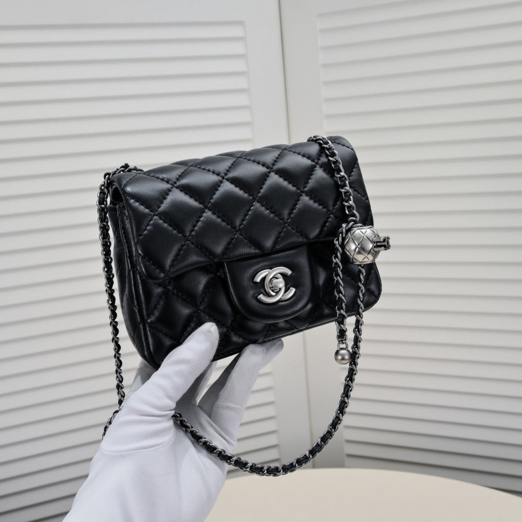 SMALL FLAP BAG 17CM 1786 BLACK SILVER