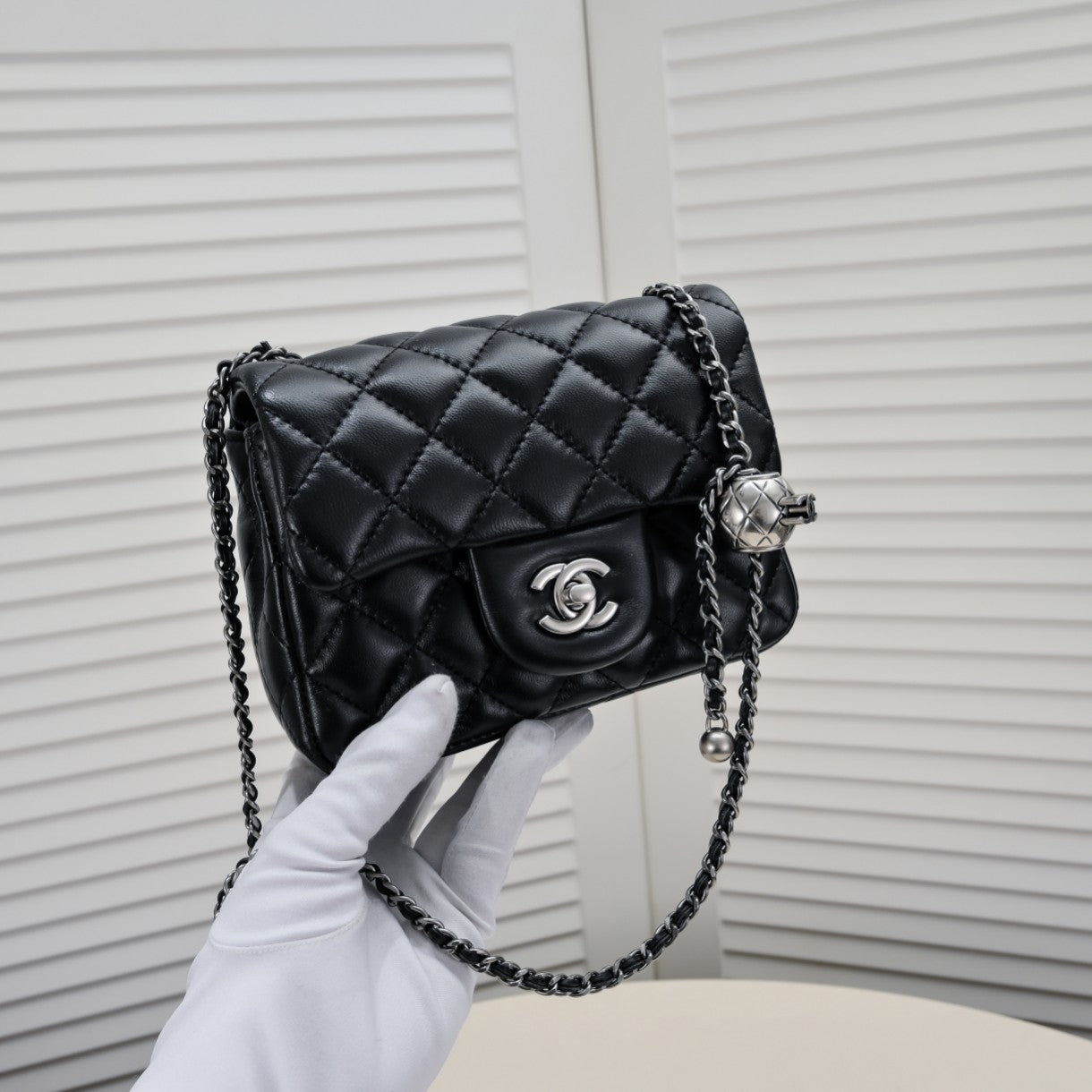 SMALL FLAP BAG 17CM 1786 BLACK SILVER