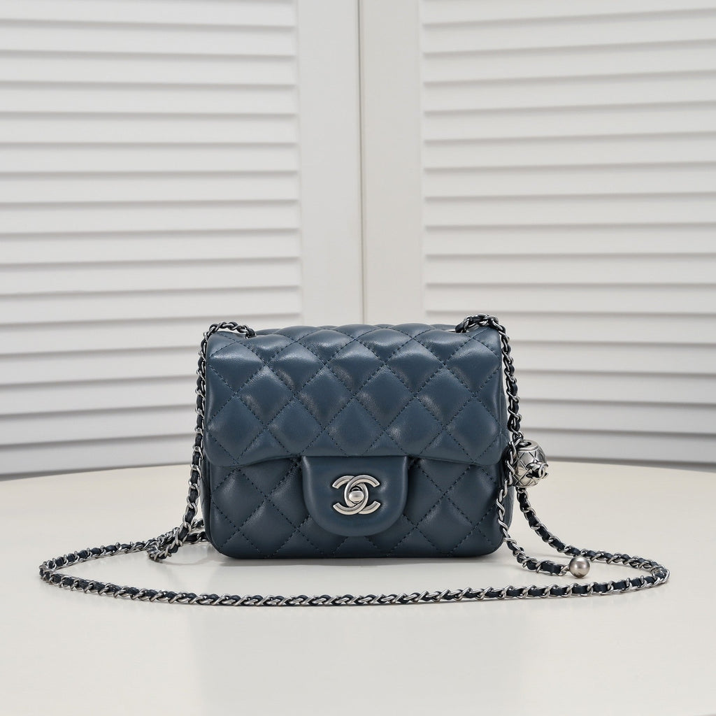 SMALL FLAP BAG 17CM 1786 SAPPHIRE BLUE SILVER