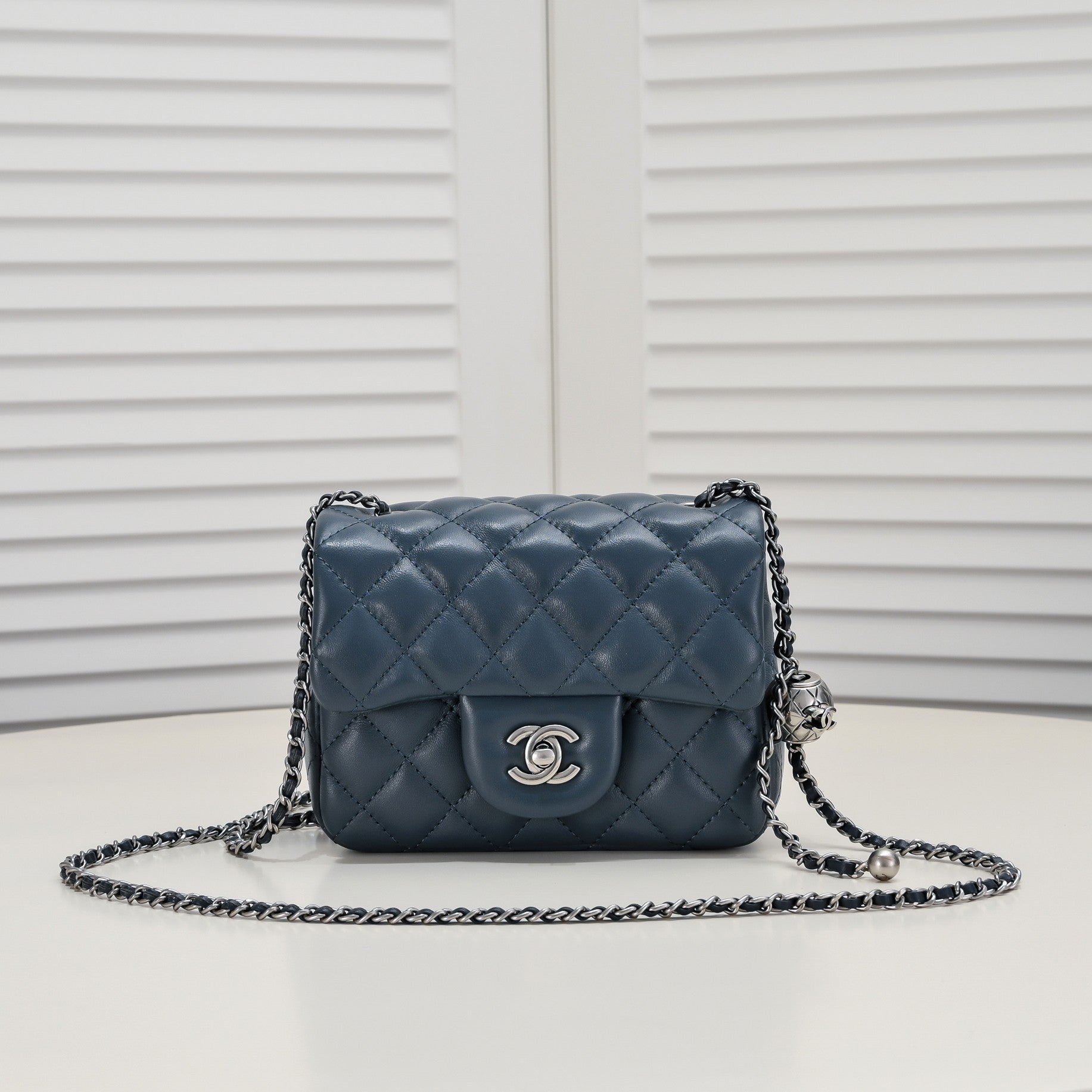 SMALL FLAP BAG 17CM 1786 SAPPHIRE BLUE SILVER