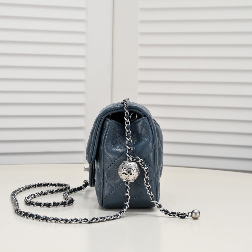 SMALL FLAP BAG 17CM 1786 SAPPHIRE BLUE SILVER