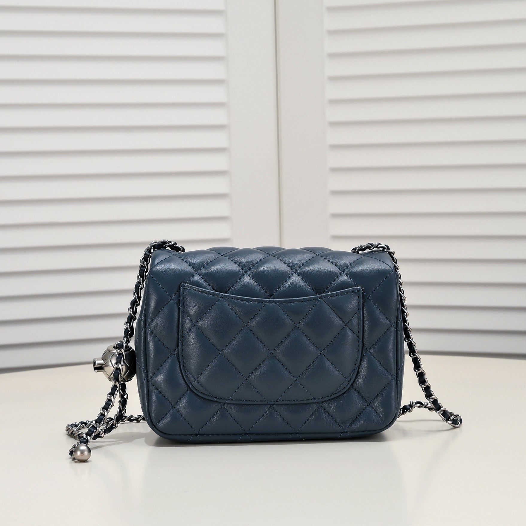SMALL FLAP BAG 17CM 1786 SAPPHIRE BLUE SILVER
