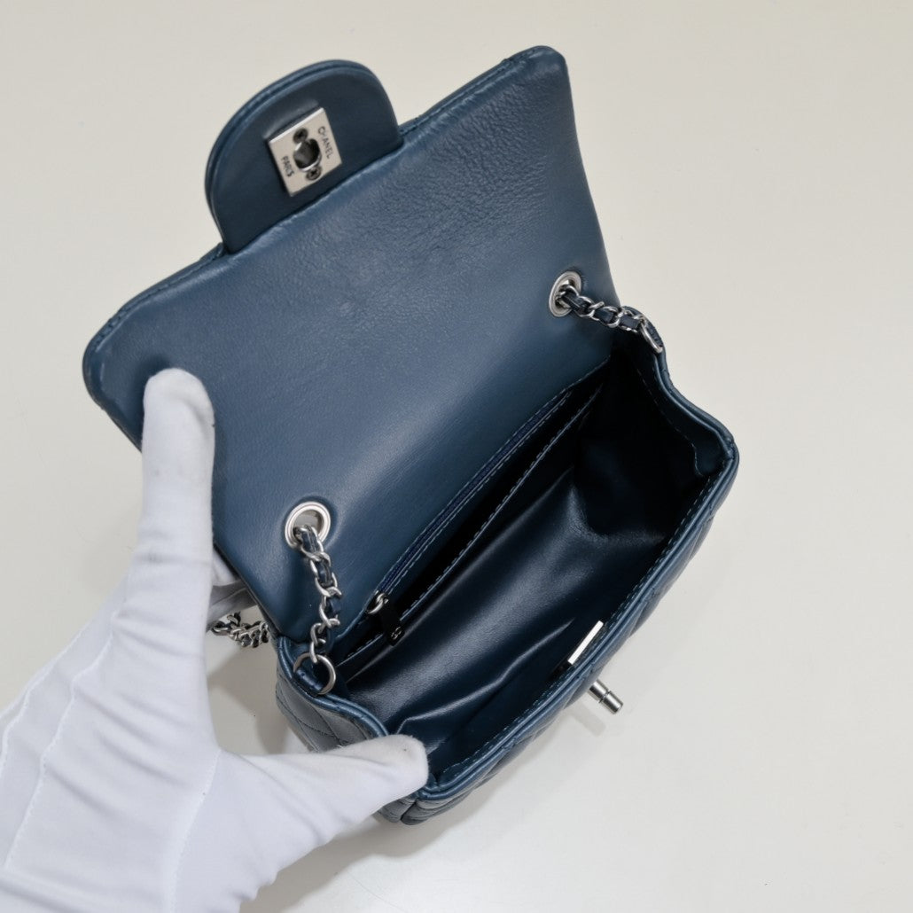 SMALL FLAP BAG 17CM 1786 SAPPHIRE BLUE SILVER
