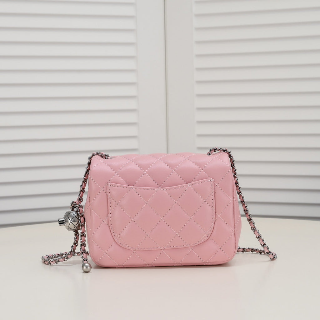 SMALL FLAP BAG 17CM 1786 PINK SILVER