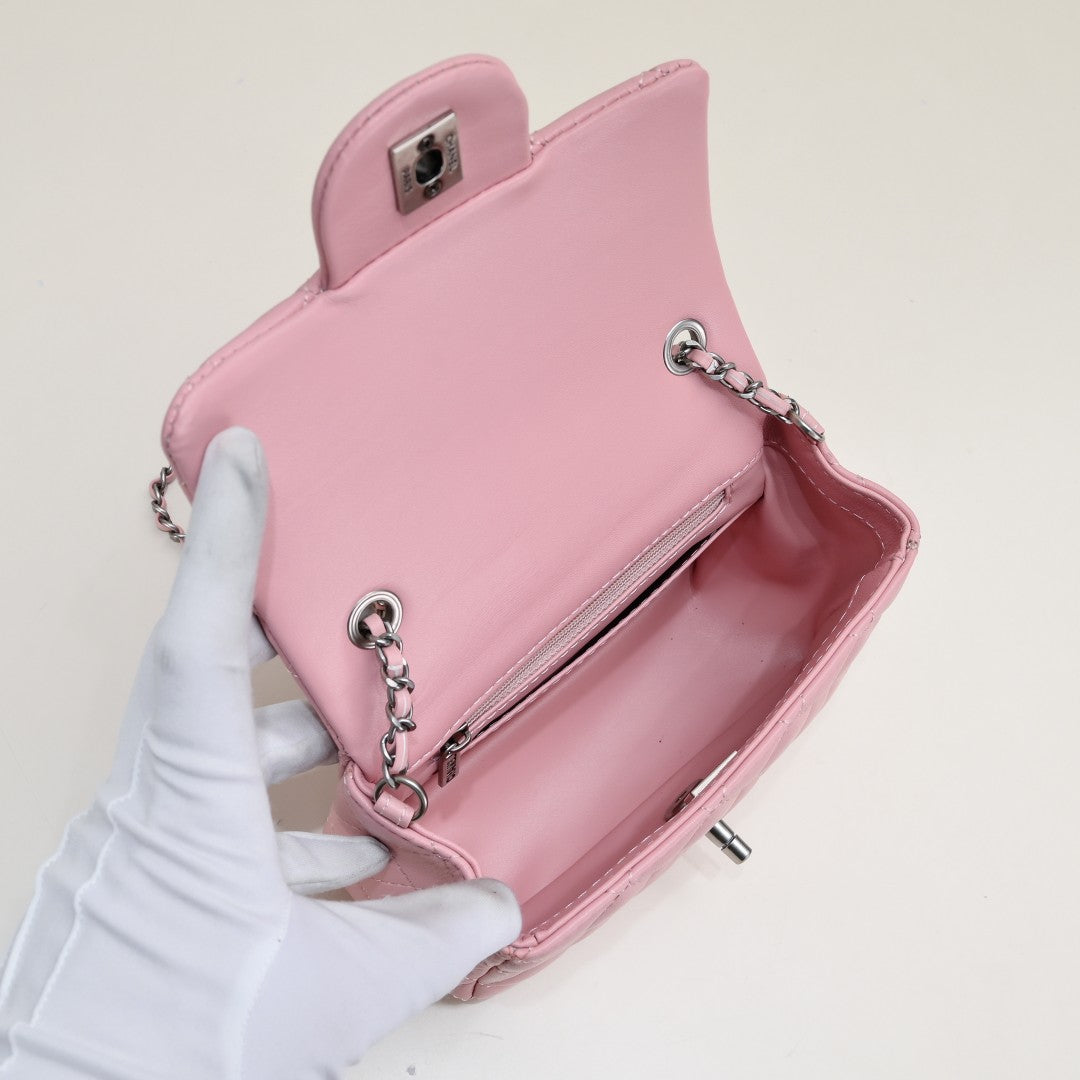 SMALL FLAP BAG 17CM 1786 PINK SILVER