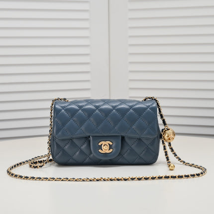 FLAP BAG 20CM 1787 SAPPHIRE BLUE GOLD
