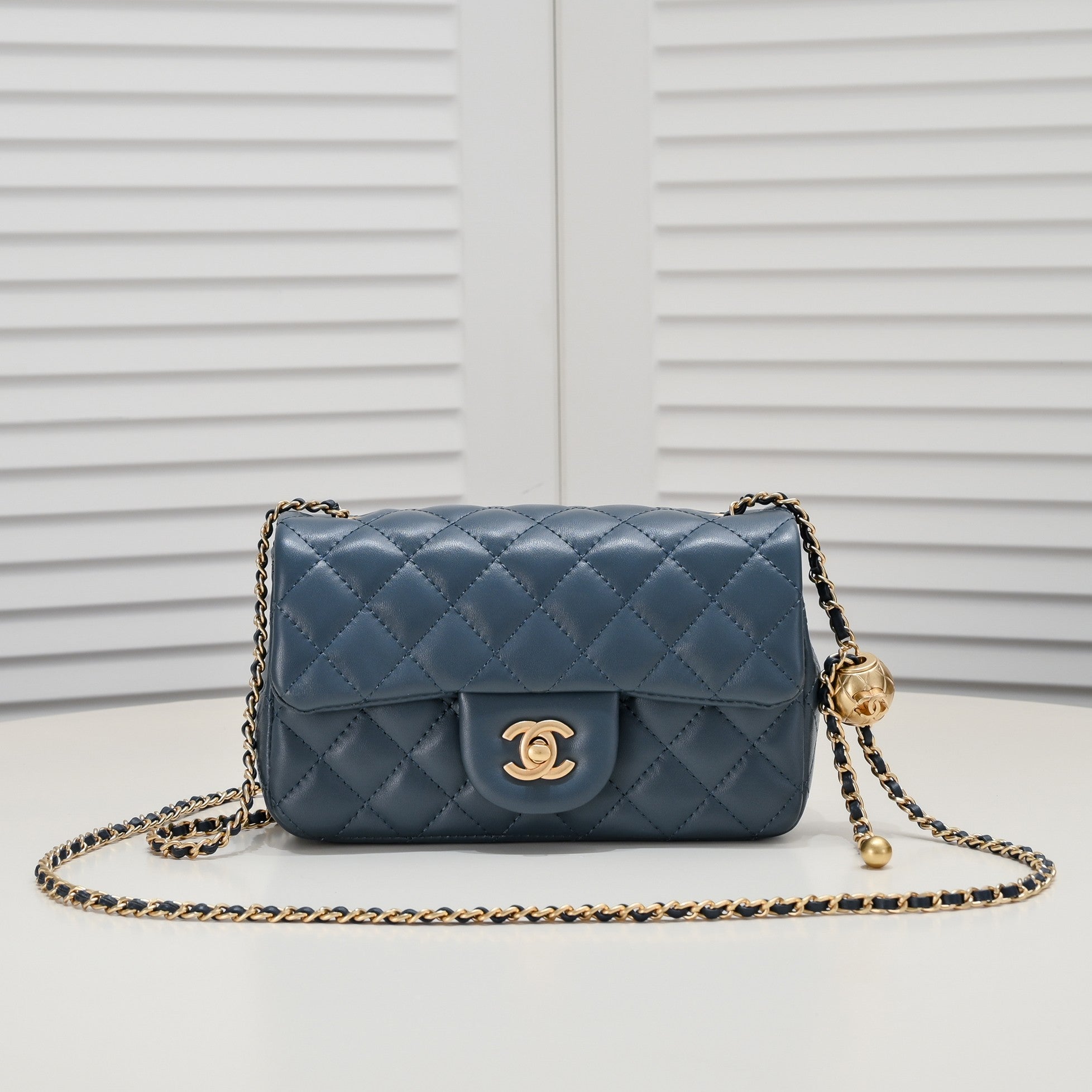 FLAP BAG 20CM 1787 SAPPHIRE BLUE GOLD
