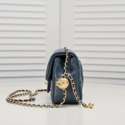 FLAP BAG 20CM 1787 SAPPHIRE BLUE GOLD