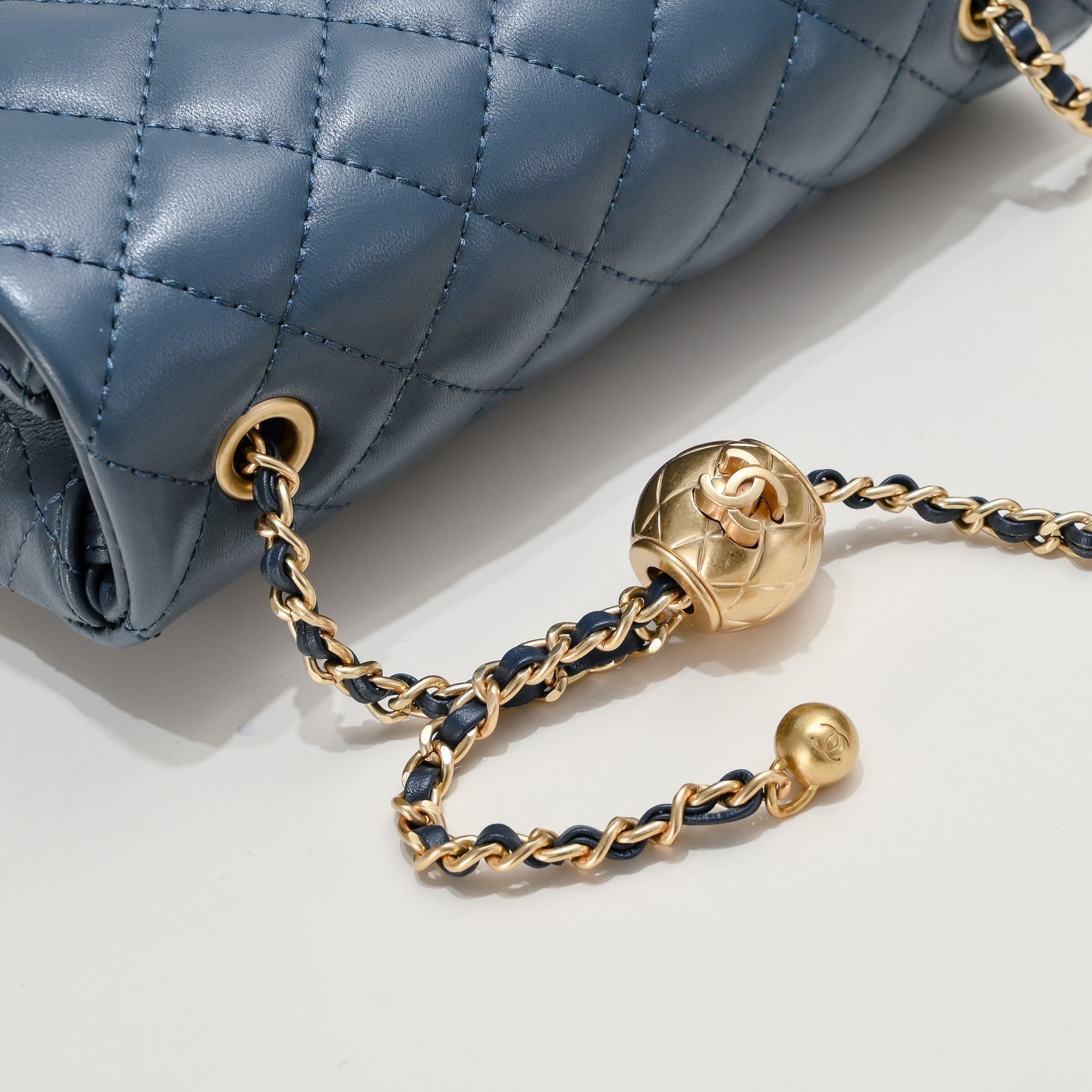 FLAP BAG 20CM 1787 SAPPHIRE BLUE GOLD
