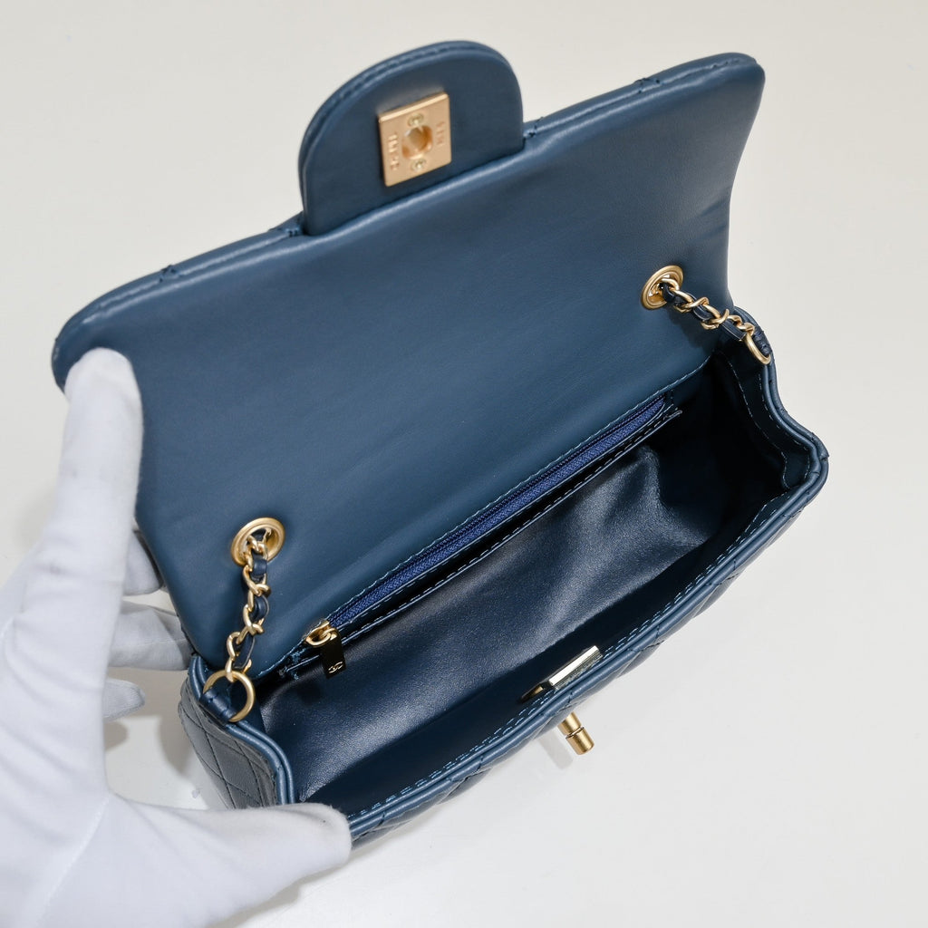 FLAP BAG 20CM 1787 SAPPHIRE BLUE GOLD