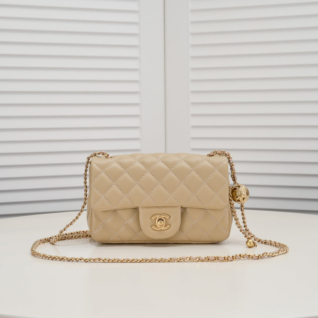 FLAP BAG 20CM 1787 PALE BROWN GOLD