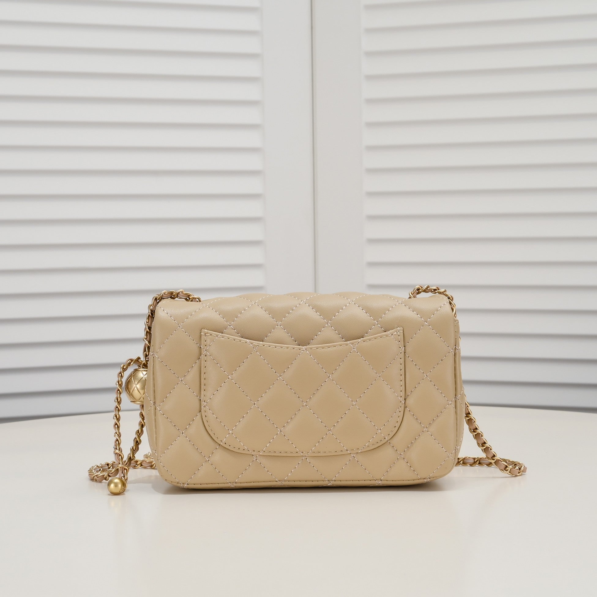 FLAP BAG 20CM 1787 PALE BROWN GOLD