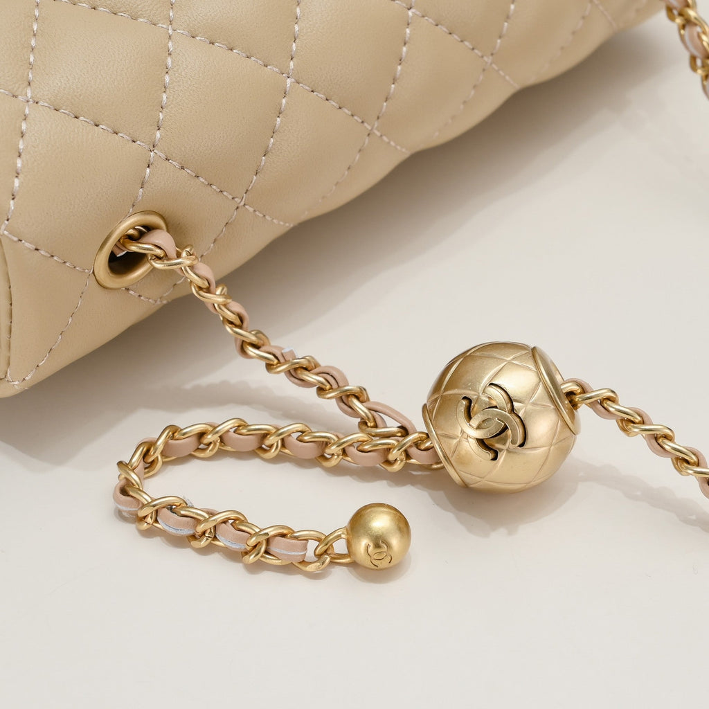 FLAP BAG 20CM 1787 PALE BROWN GOLD