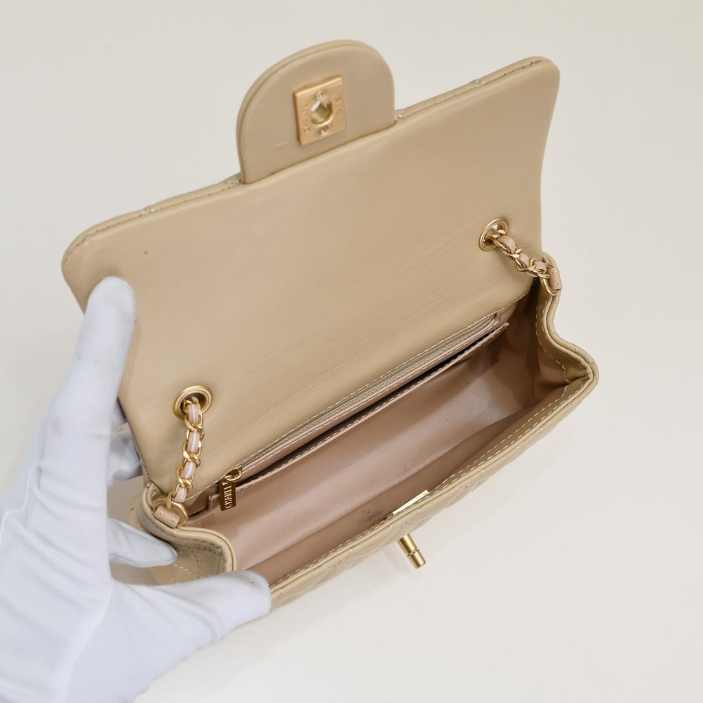 FLAP BAG 20CM 1787 PALE BROWN GOLD