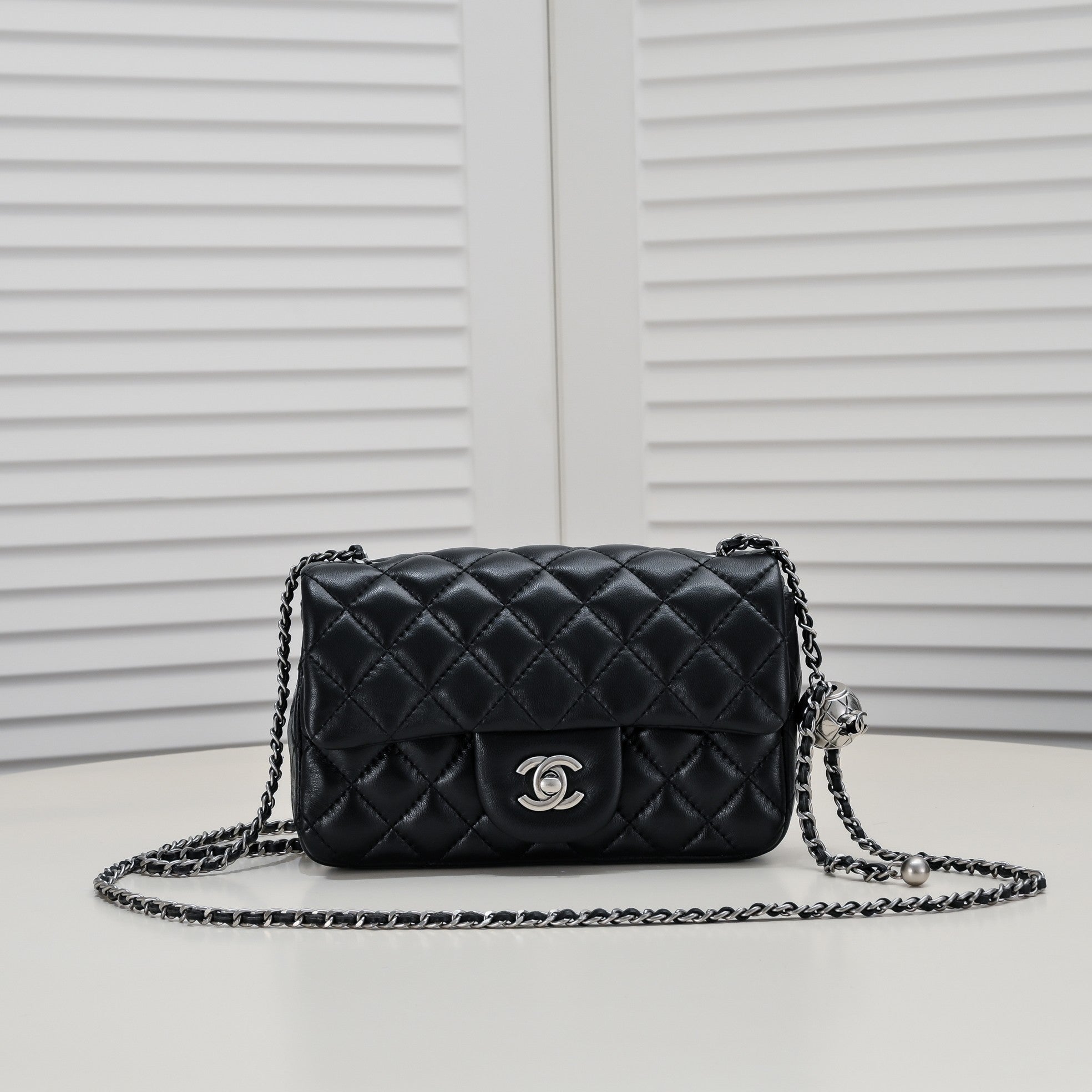 FLAP BAG 20CM 1787 BLACK SILVER