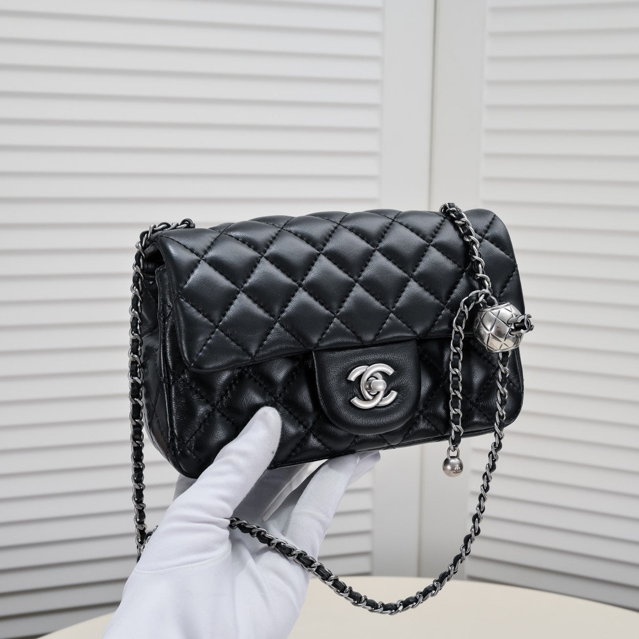 FLAP BAG 20CM 1787 BLACK SILVER