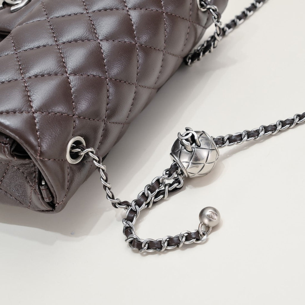 FLAP BAG 20CM 1787 BROWN SILVER