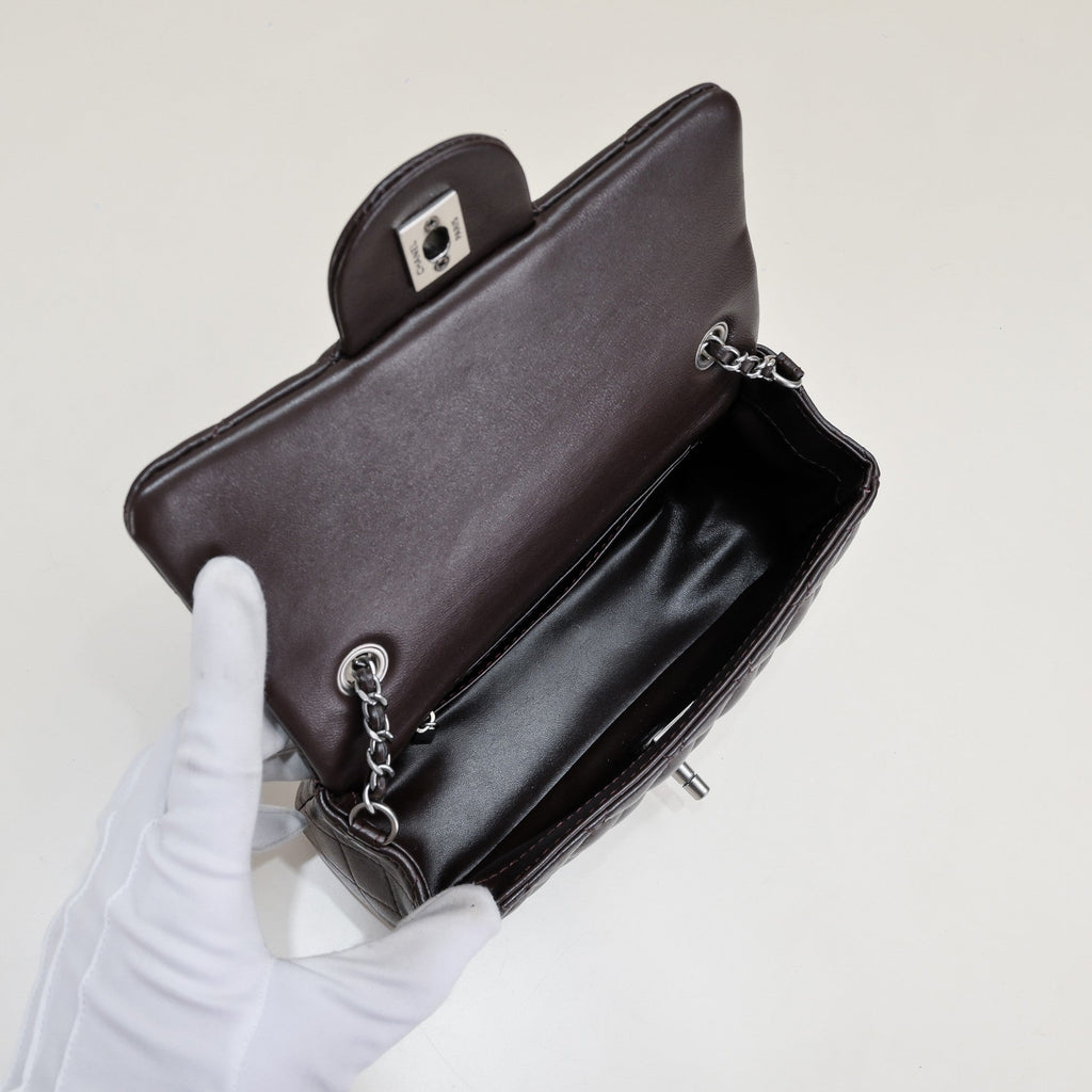 FLAP BAG 20CM 1787 BROWN SILVER