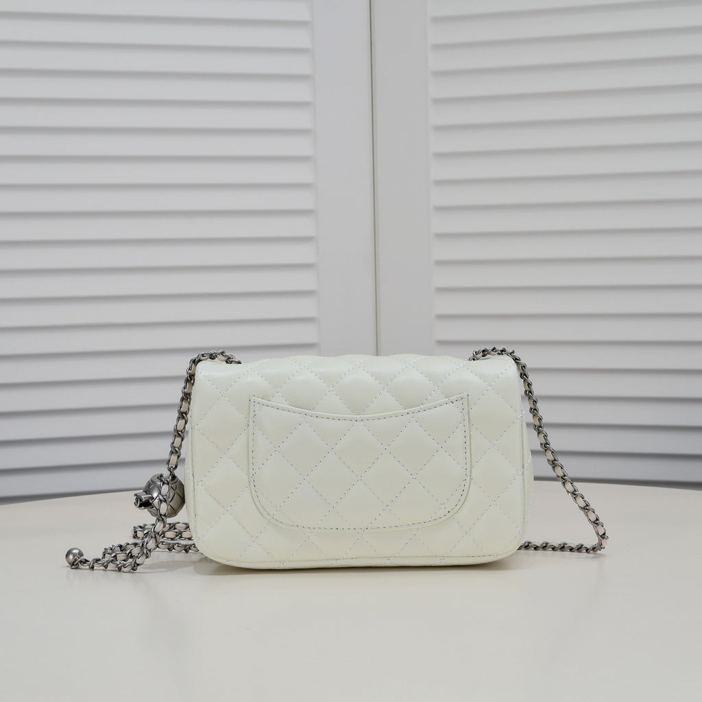 FLAP BAG 20CM 1787 WHITE SILVER