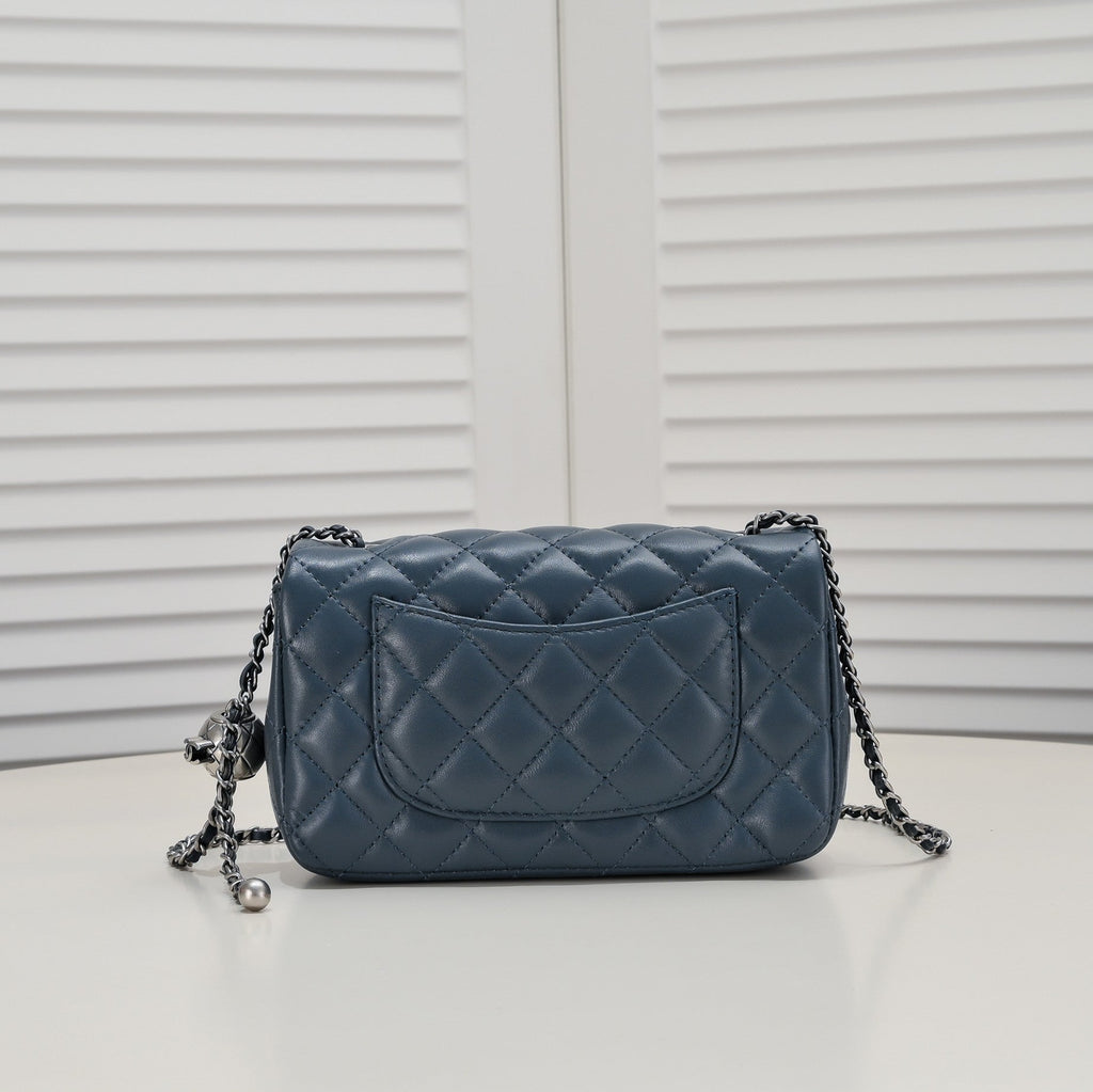 FLAP BAG 20CM 1787 SAPPHIRE BLUE SILVER