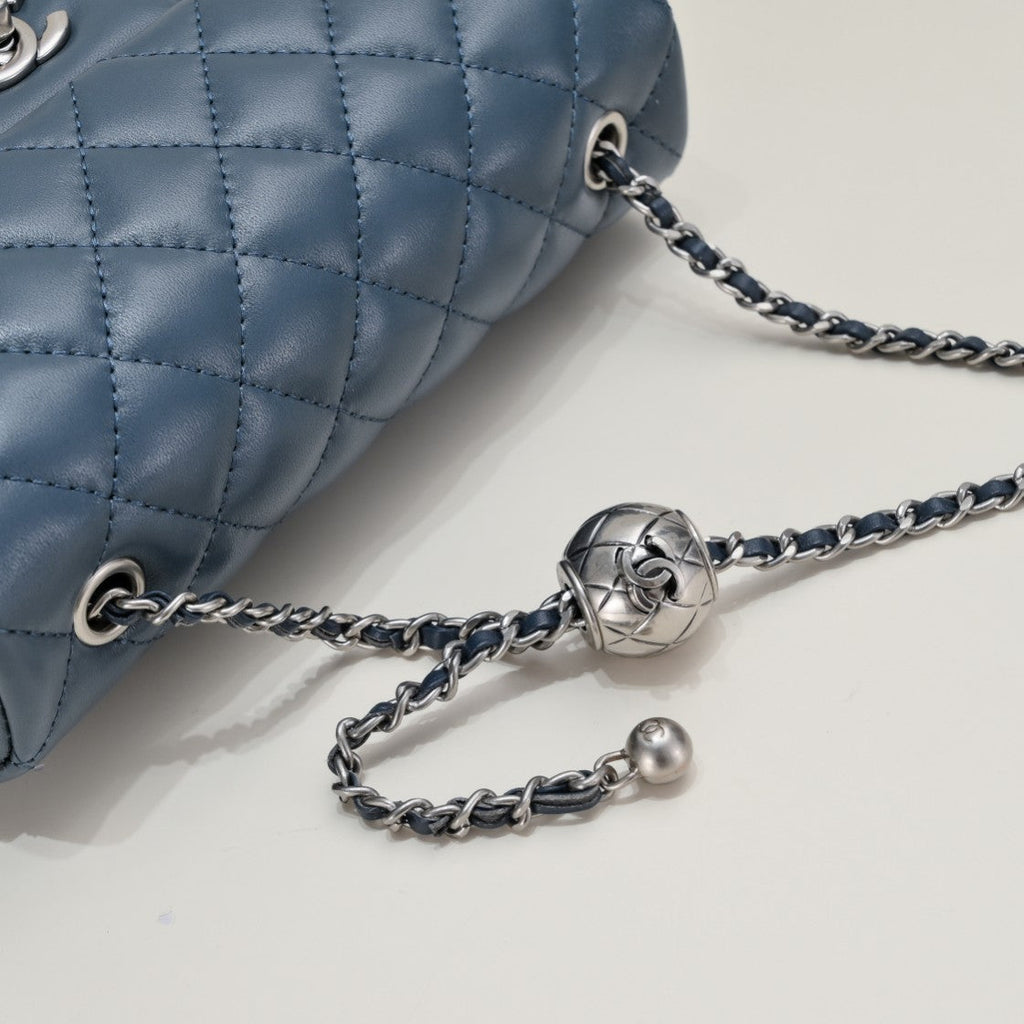 FLAP BAG 20CM 1787 SAPPHIRE BLUE SILVER