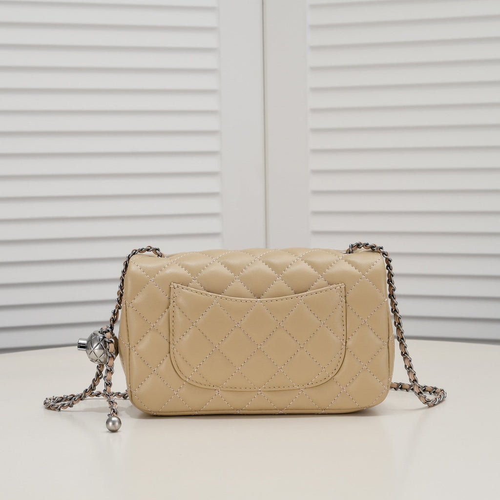 FLAP BAG 20CM 1787 PALE BROWN SILVER
