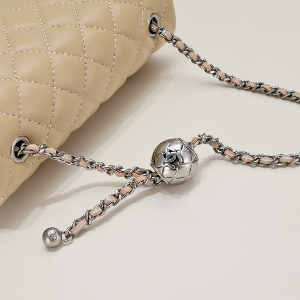 FLAP BAG 20CM 1787 PALE BROWN SILVER
