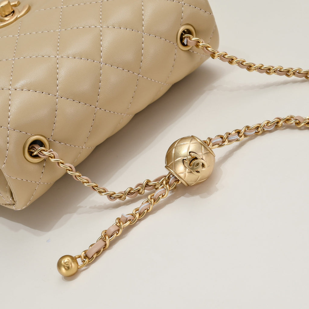 SMALL FLAP BAG 17CM 1786 PALE BROWN GOLD