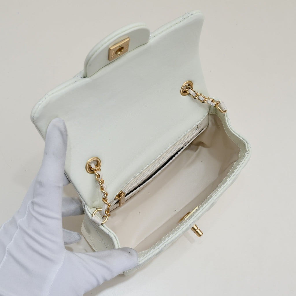 SMALL FLAP BAG 17CM 1786 WHITE GOLD
