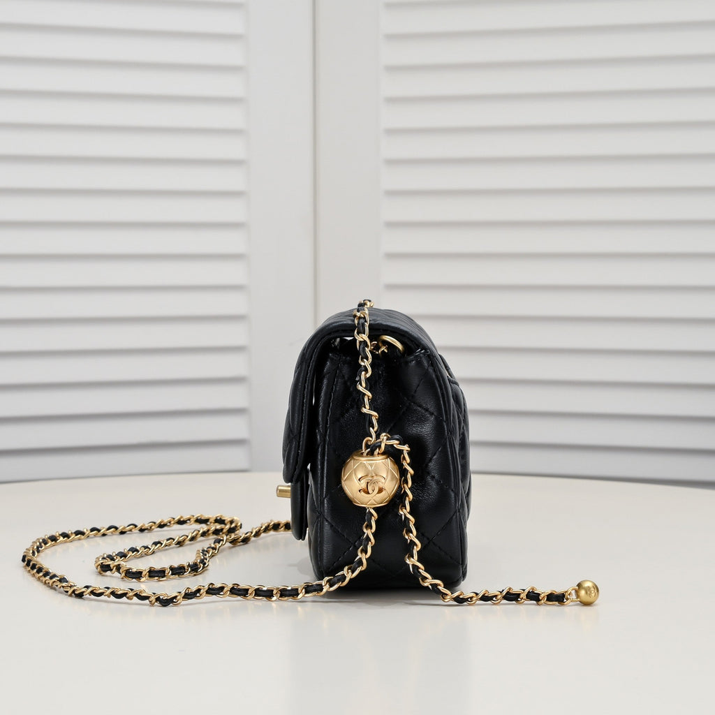 SMALL FLAP BAG 17CM 1786 BLACK GOLD