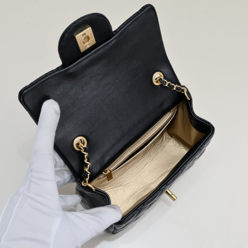 SMALL FLAP BAG 17CM 1786 BLACK GOLD
