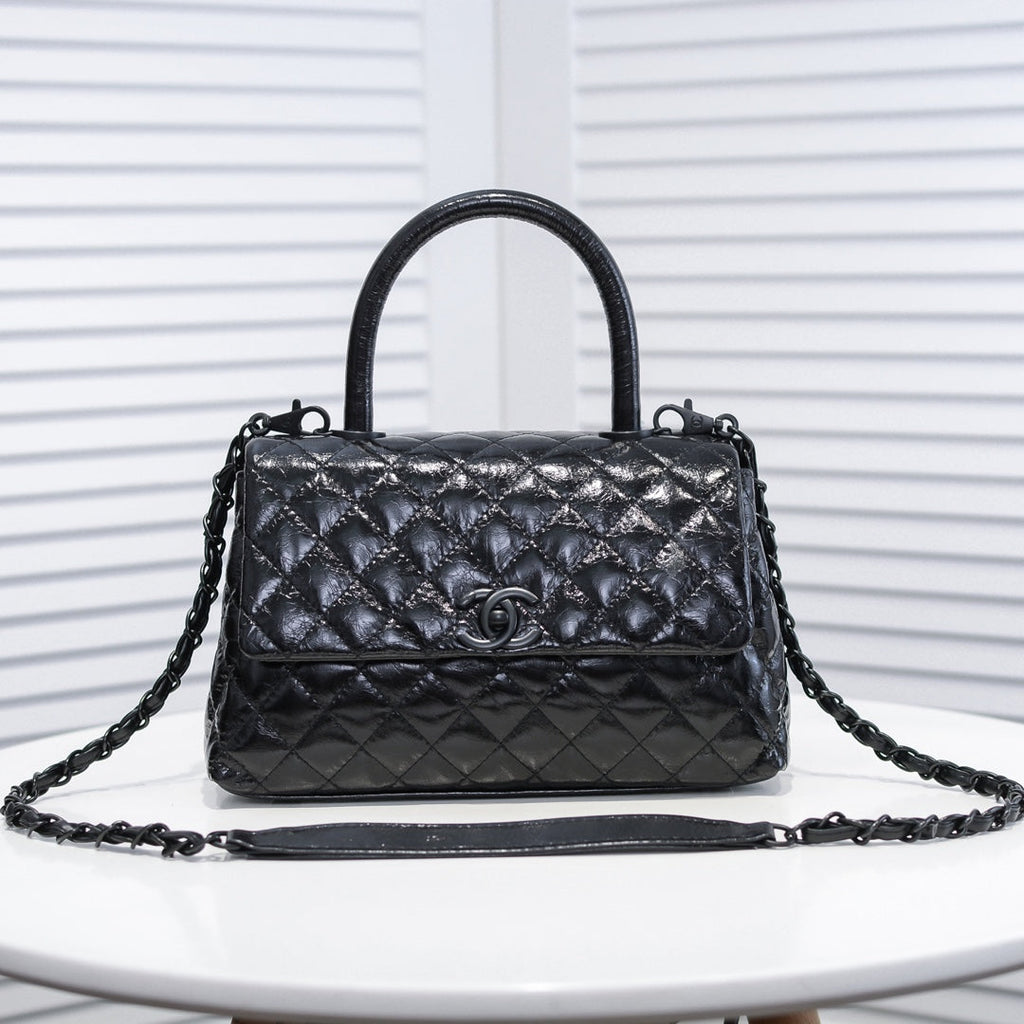 GUNMETAL QUILTED AGED CALFSKIN MEDIUM 26CM 92991