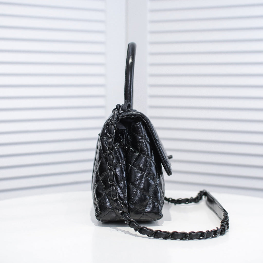 GUNMETAL QUILTED AGED CALFSKIN MEDIUM 26CM 92991