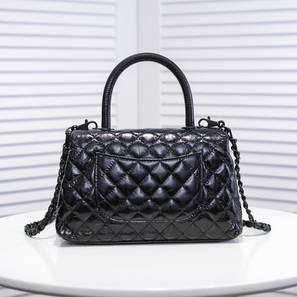 GUNMETAL QUILTED AGED CALFSKIN MEDIUM 26CM 92991